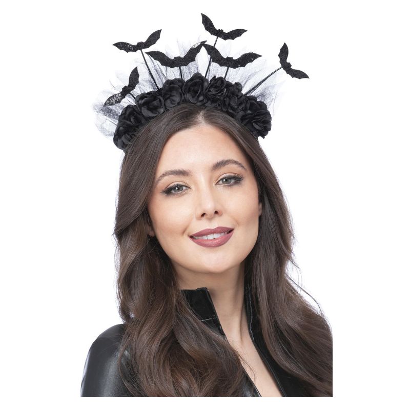 Costumes Australia Gothic Rose & Bat Bopper Headband Adult Black_1