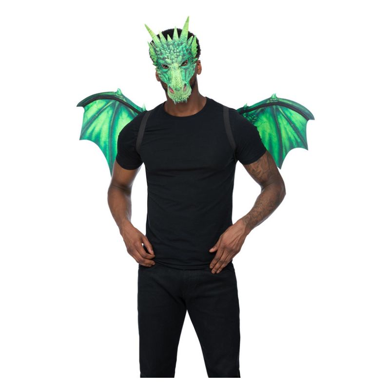 Costumes Australia Green Dragon Kit Adult Instant Disguise Mask Wings_1