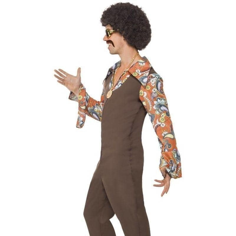 Costumes Australia Groovy Boogie Costume Adult Brown Jumpsuit Attached Shirt_3