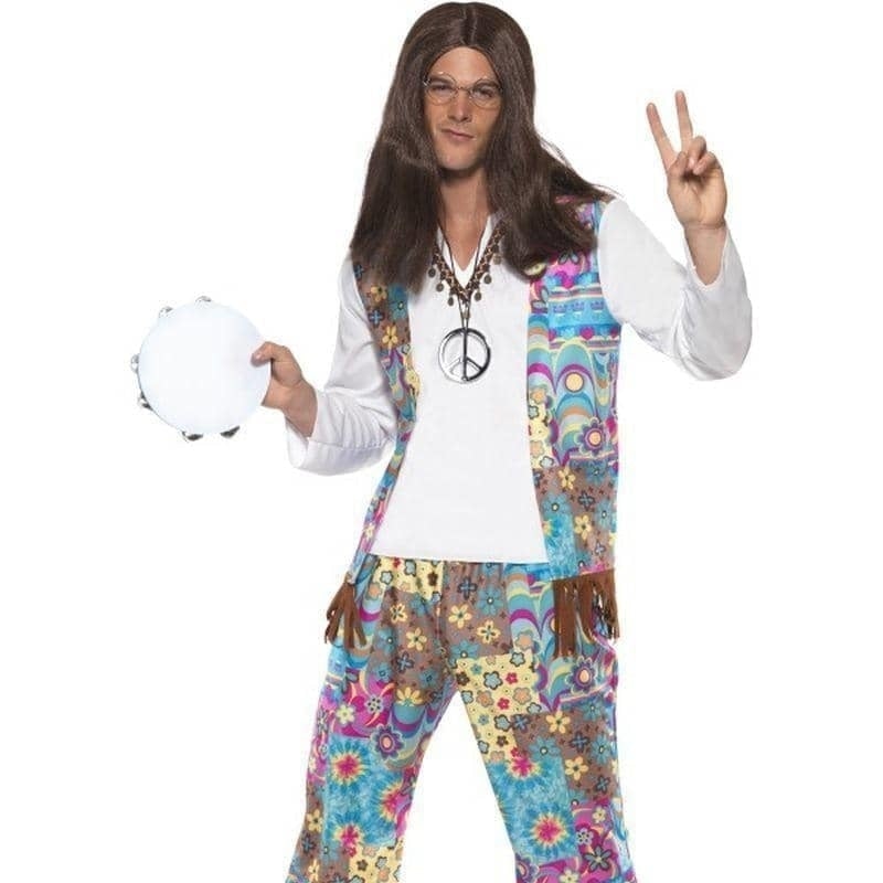 Costumes Australia Groovy Hippie Costume Adult Blue Floral_1