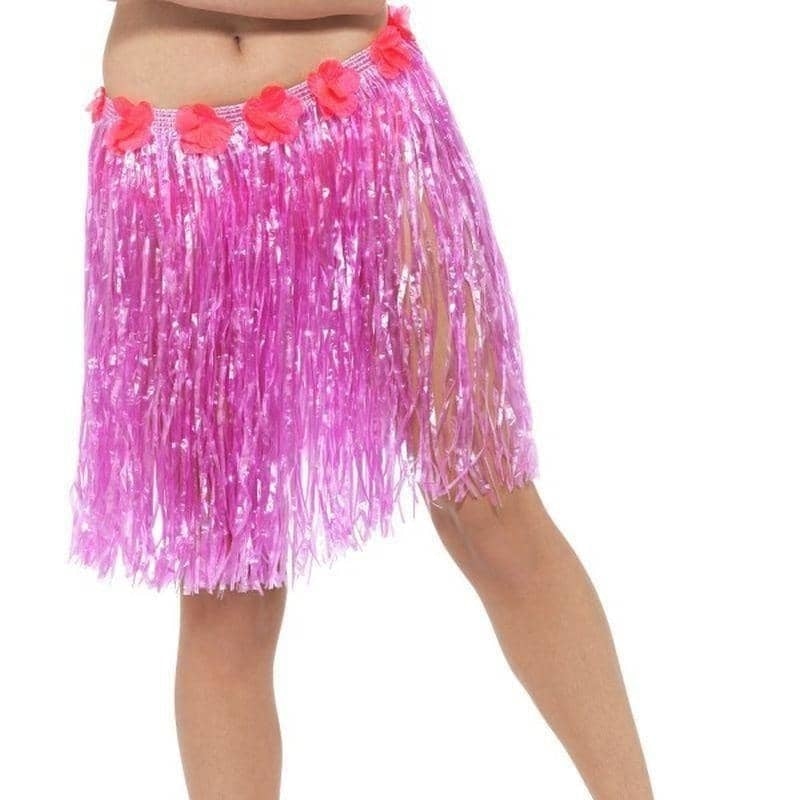 Costumes Australia Hawaiian Hula Skirt With Flowers Adult Neon Pink_1