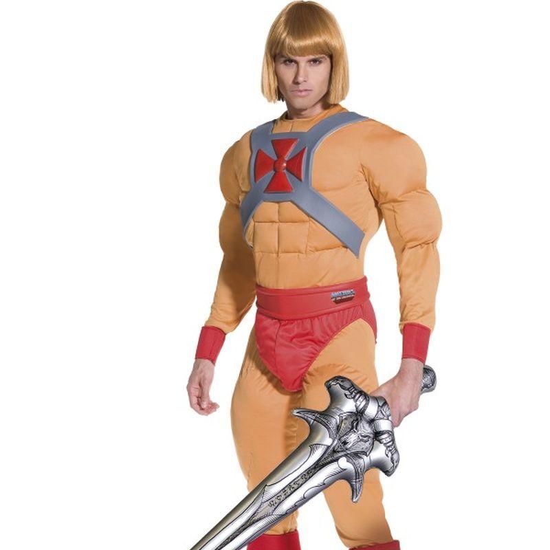 Costumes Australia He Man Muscle Costume Adult Jumpsuit Orange Red Silver_1