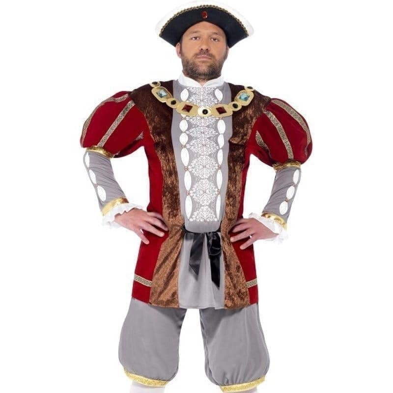 Costumes Australia Henry VIII Deluxe Costume Adult Red Grey Jacket Pantaloons_1