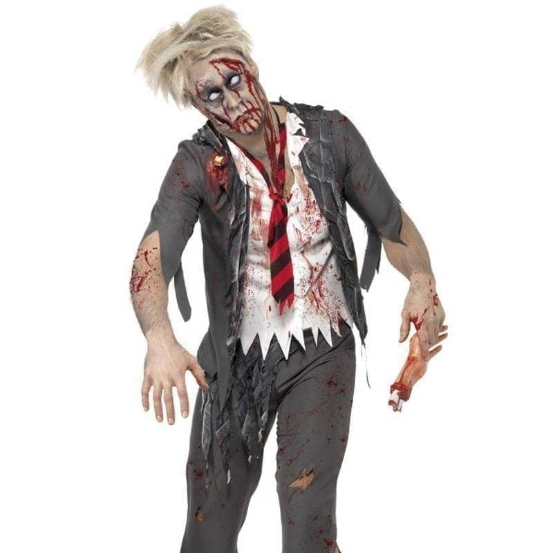 Costumes Australia High School Horror Zombie Schoolboy Costume Adult Grey White Red_1