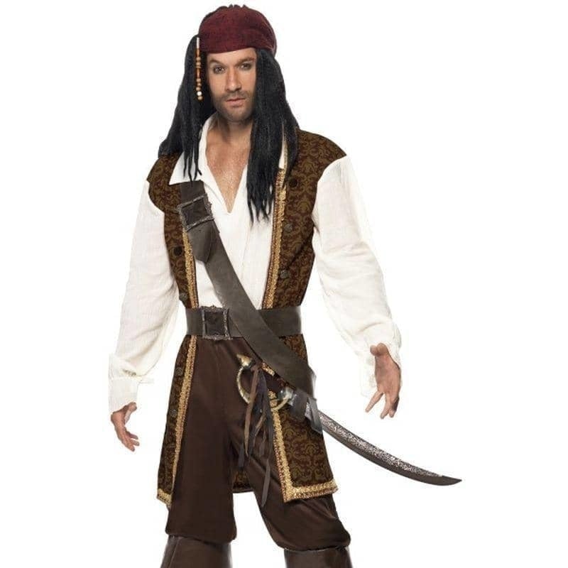 Costumes Australia High Seas Pirate Costume Adult Jack Sparrow Brown_1