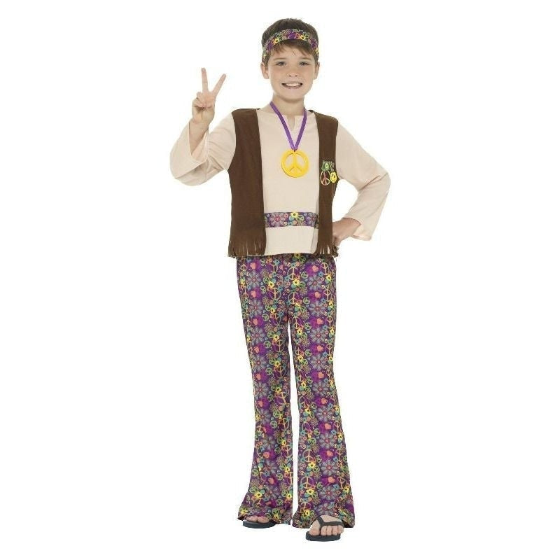 Costumes Australia Hippie Boy Costume With Top Attached Waistcoat Kids Multi_4