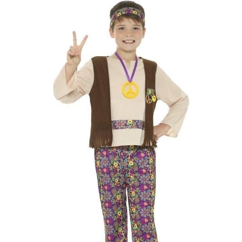 Costumes Australia Hippie Boy Costume With Top Attached Waistcoat Kids Multi_1