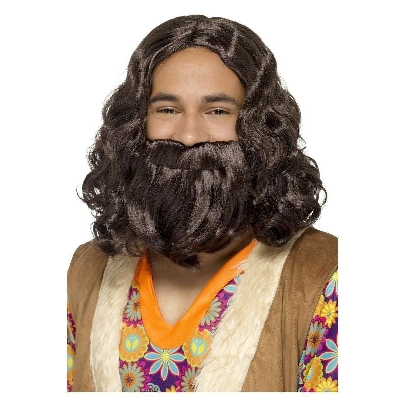 Costumes Australia Size Chart Hippie Jesus Wig & Beard Set Adult Brown