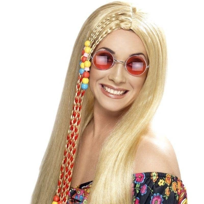 Costumes Australia Hippy Party Wig Adult Blonde Long Beads_1