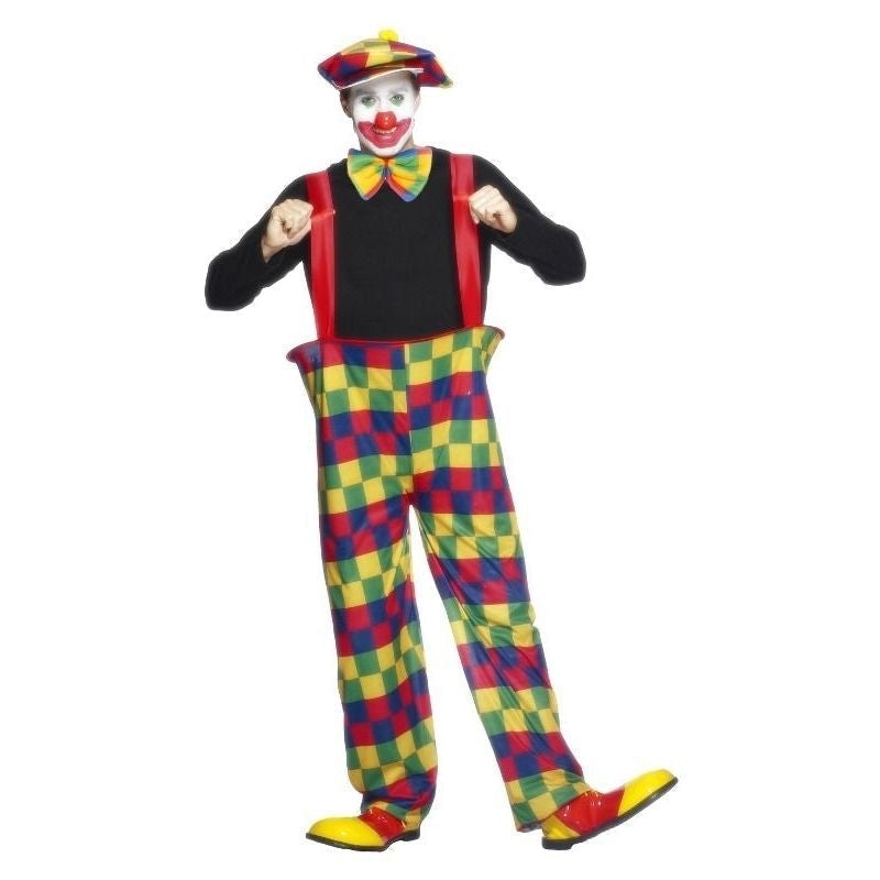 Costumes Australia Hooped Clown Costume Adult Multi-Coloured Trousers Hat Bow-Tie_2