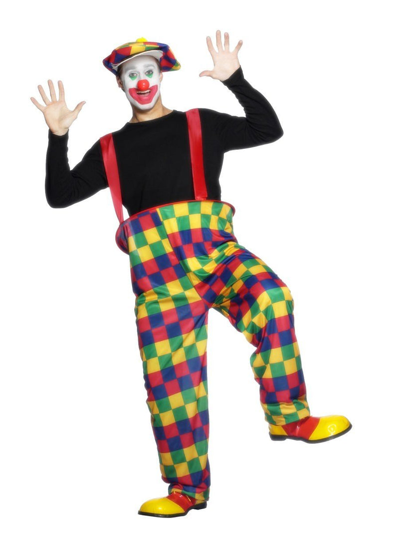 Costumes Australia Hooped Clown Costume Adult Multi-Coloured Trousers Hat Bow-Tie_3