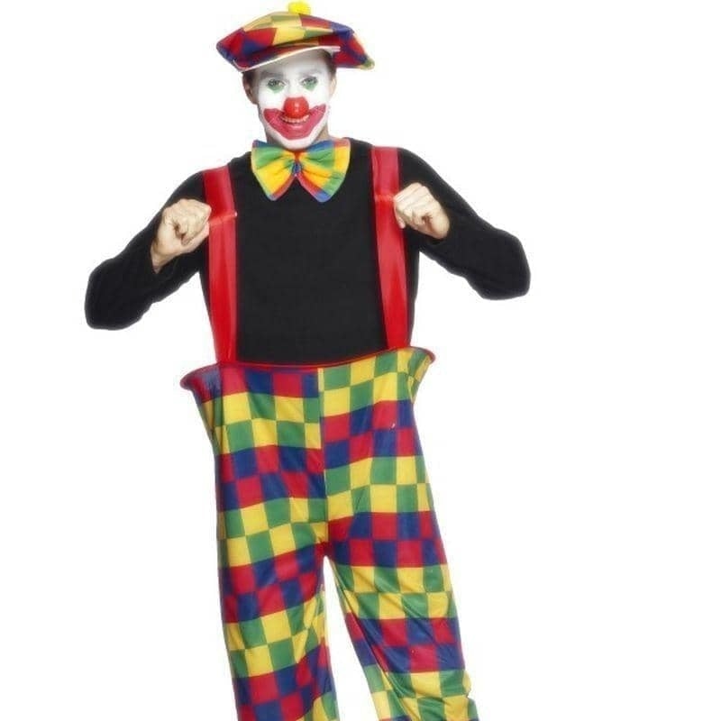 Costumes Australia Hooped Clown Costume Adult Multi-Coloured Trousers Hat Bow-Tie_1