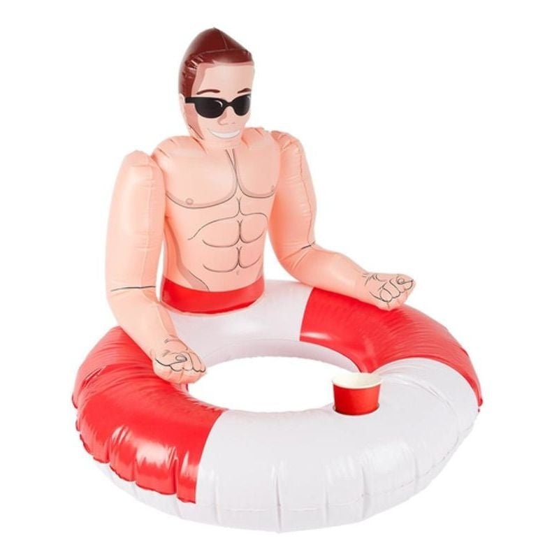 Costumes Australia Inflatable Lifeguard Hunk Swim Ring Red White 88cm_1