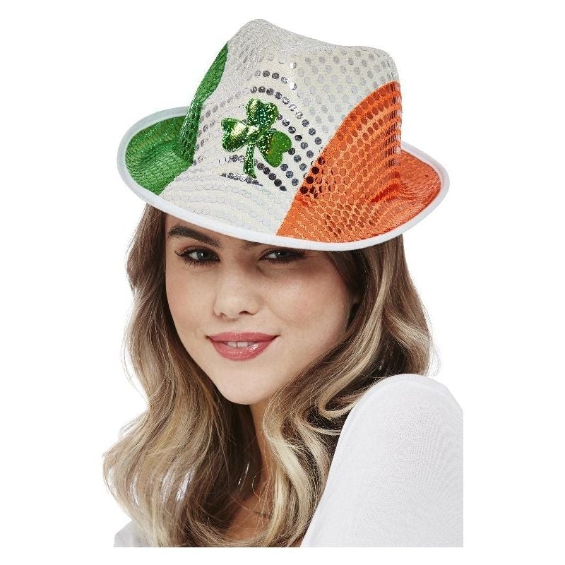 Costumes Australia Irish Flag Sequin Trilby Hat Paddys Day_1