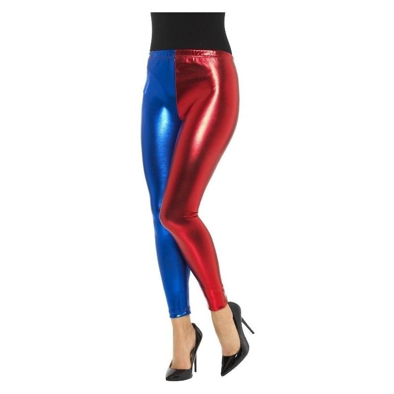 Costumes Australia Jester Cosplay Leggings Metallic Adult Blue Red_2