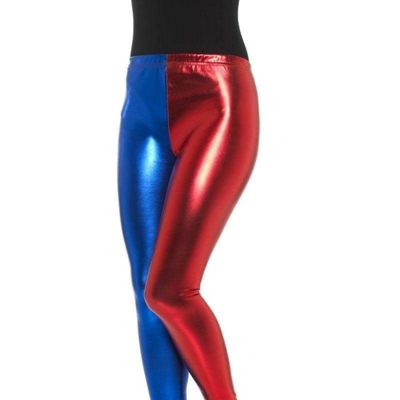 Costumes Australia Jester Cosplay Leggings Metallic Adult Blue Red_1