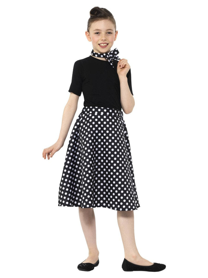 Costumes Australia Kids 1950s Polka Dot Skirt Black Child Diner Costume_2