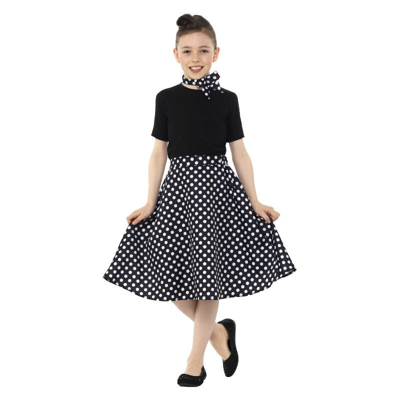 Costumes Australia Kids 1950s Polka Dot Skirt Black Child Diner Costume_1