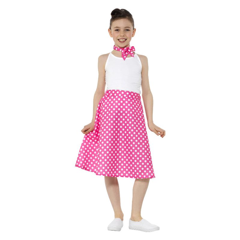 Costumes Australia Kids 50s Polka Dot Skirt Pink Child_2