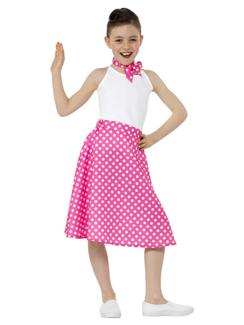 Costumes Australia Kids 50s Polka Dot Skirt Pink Child_4