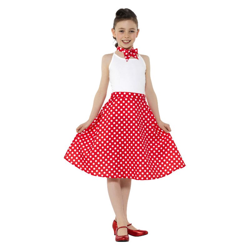 Costumes Australia Kids 50s Polka Dot Skirt Red Child_2