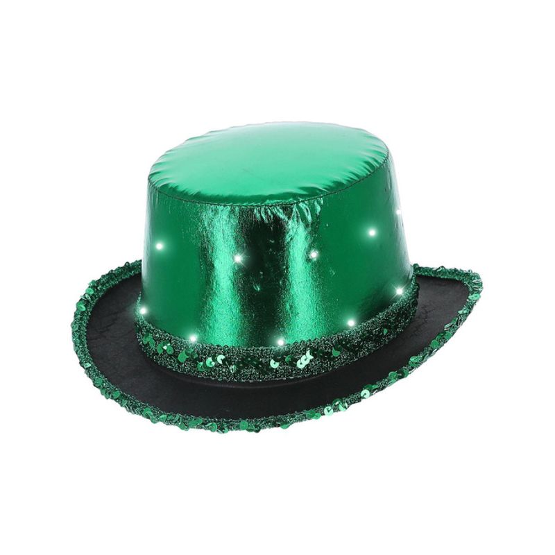 Costumes Australia LED Light Up Metallic Top Hat Green Adult_1