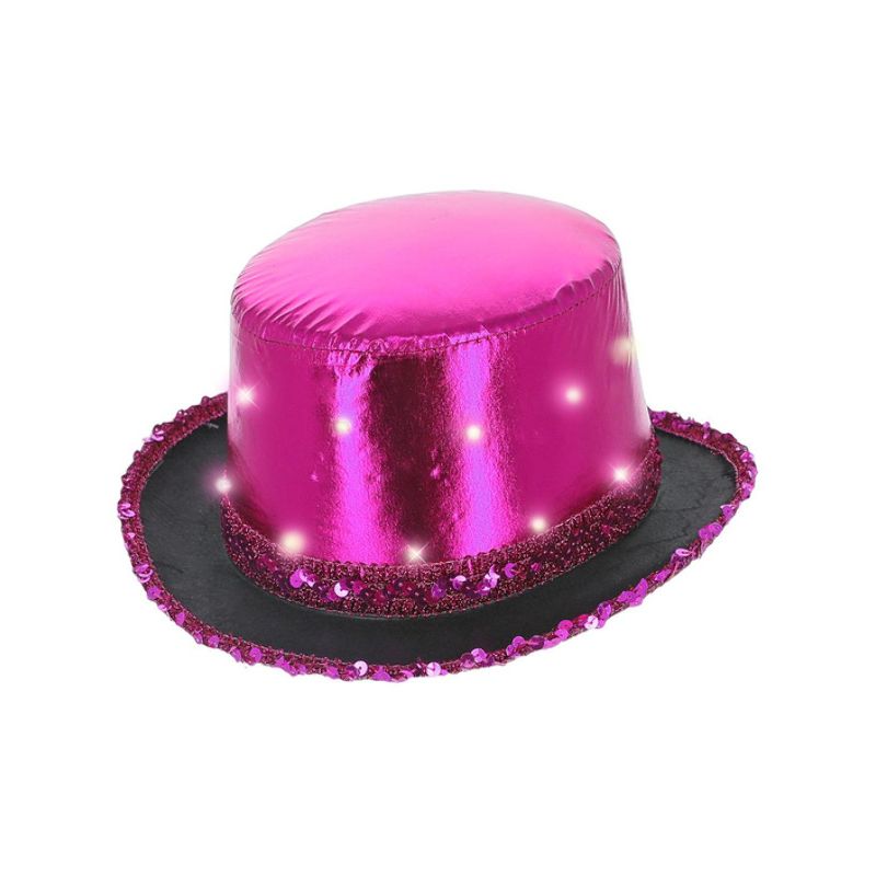 Costumes Australia LED Light Up Metallic Top Hat Hot Pink Adult_1