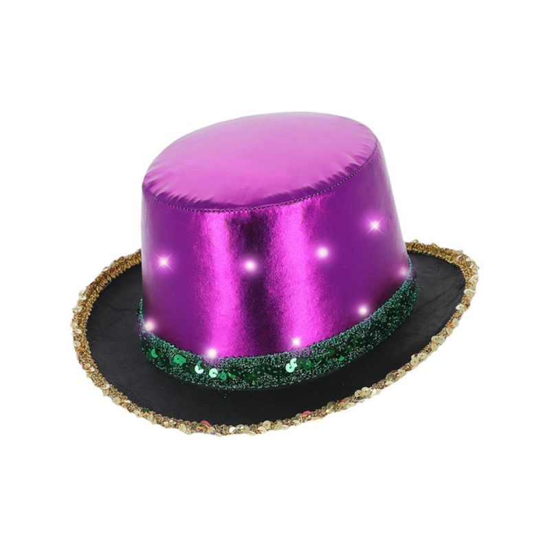 Costumes Australia LED Light Up Metallic Top Hat Mardi Gras Adult_1