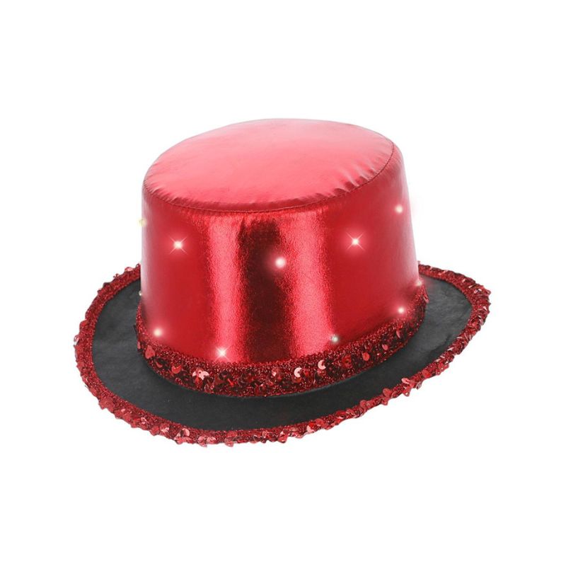 Costumes Australia LED Light Up Metallic Top Hat Red Adult_1