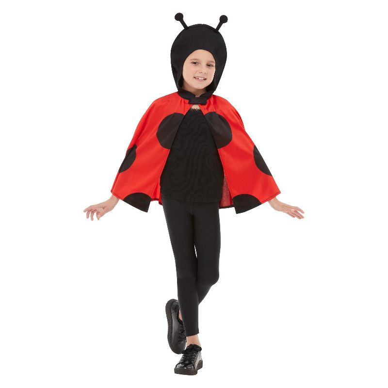 Costumes Australia Ladybird Hooded Cape Black & Red Child_1