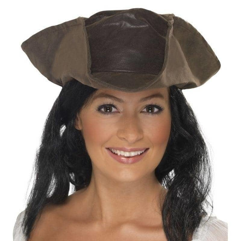 Costumes Australia Leather Look Pirate Hat Adult Brown_1