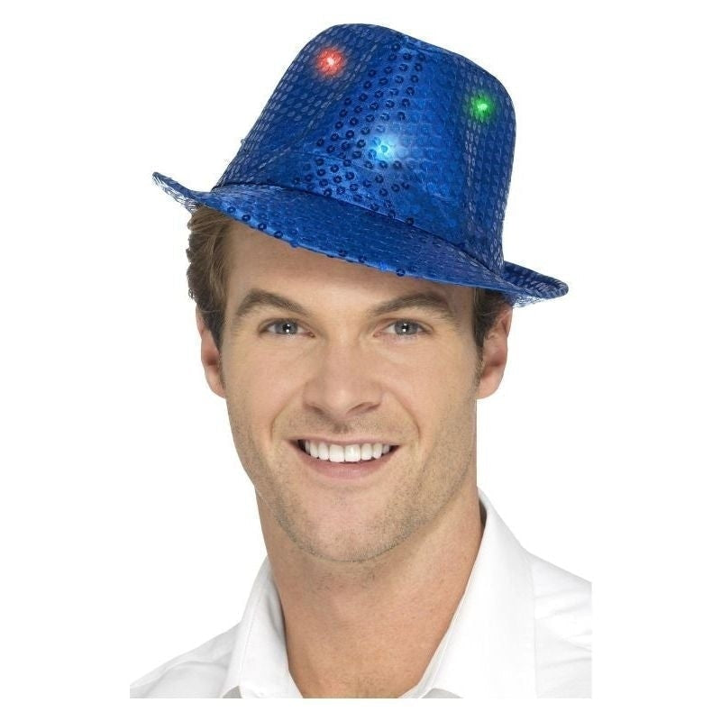 Costumes Australia Size Chart Light Up Sequin Trilby Hat Adult Blue