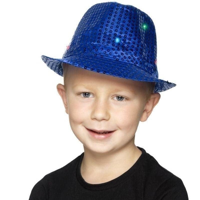 Costumes Australia Light Up Sequin Trilby Hat Adult Blue_1