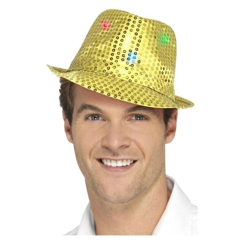 Costumes Australia Light Up Sequin Trilby Hat Adult Gold_1