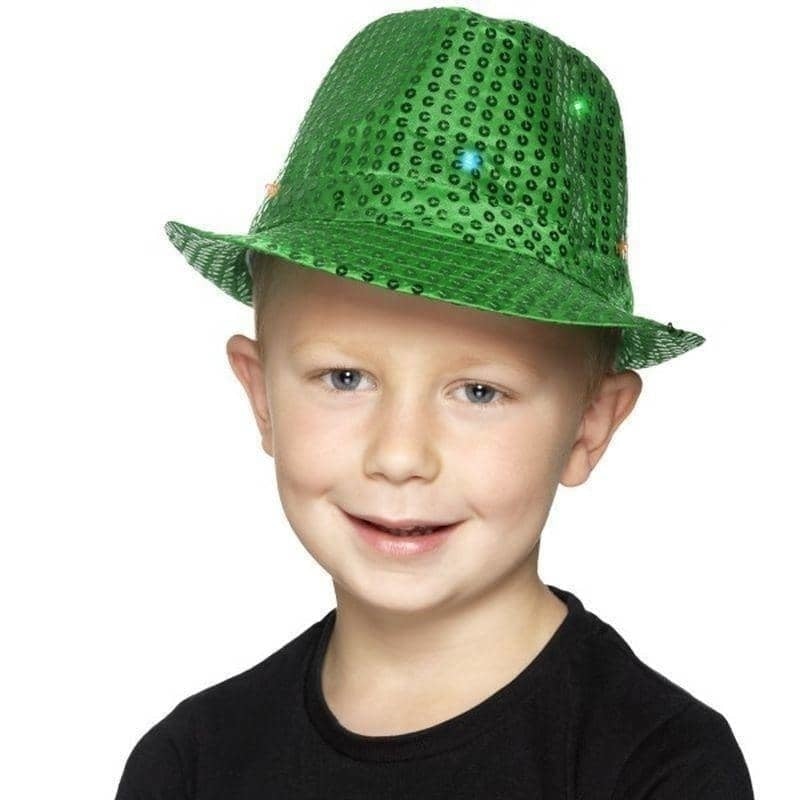 Costumes Australia Light Up Sequin Trilby Hat Adult Green_1