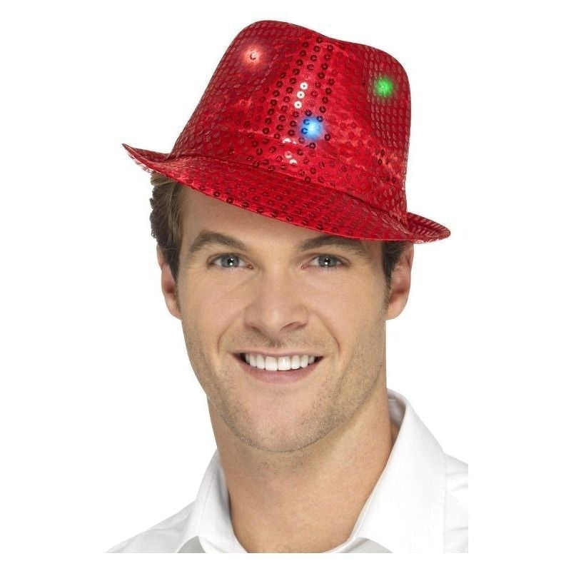 Costumes Australia Size Chart Light Up Sequin Trilby Hat Adult Red