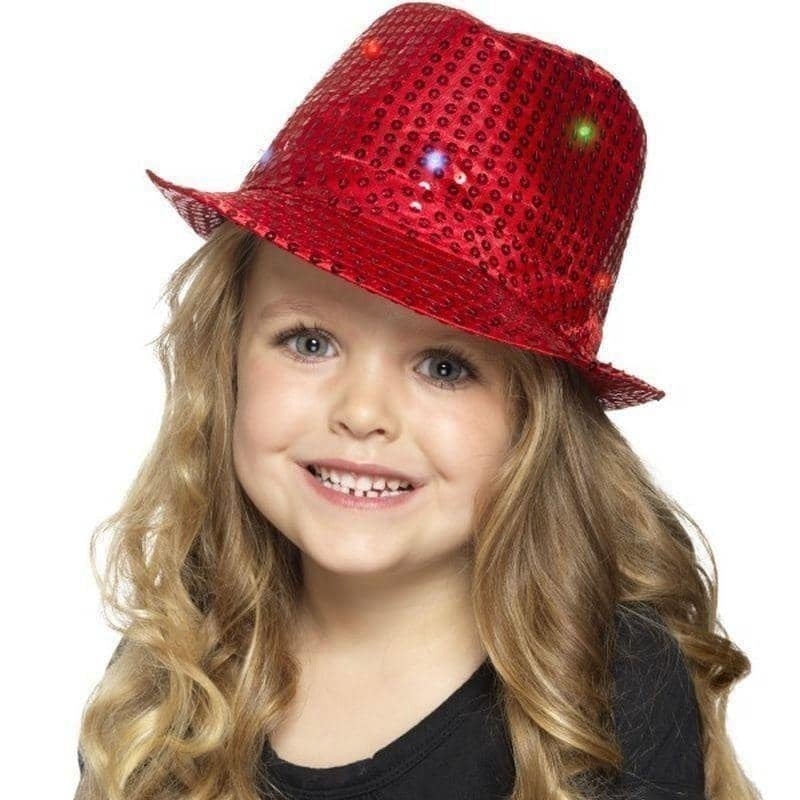 Costumes Australia Light Up Sequin Trilby Hat Adult Red_1