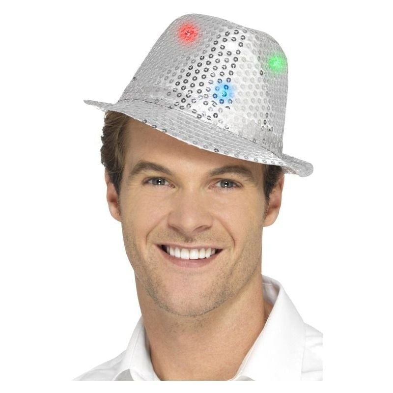 Costumes Australia Size Chart Light Up Sequin Trilby Hat Adult Silver