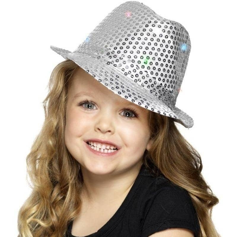 Costumes Australia Light Up Sequin Trilby Hat Adult Silver_1