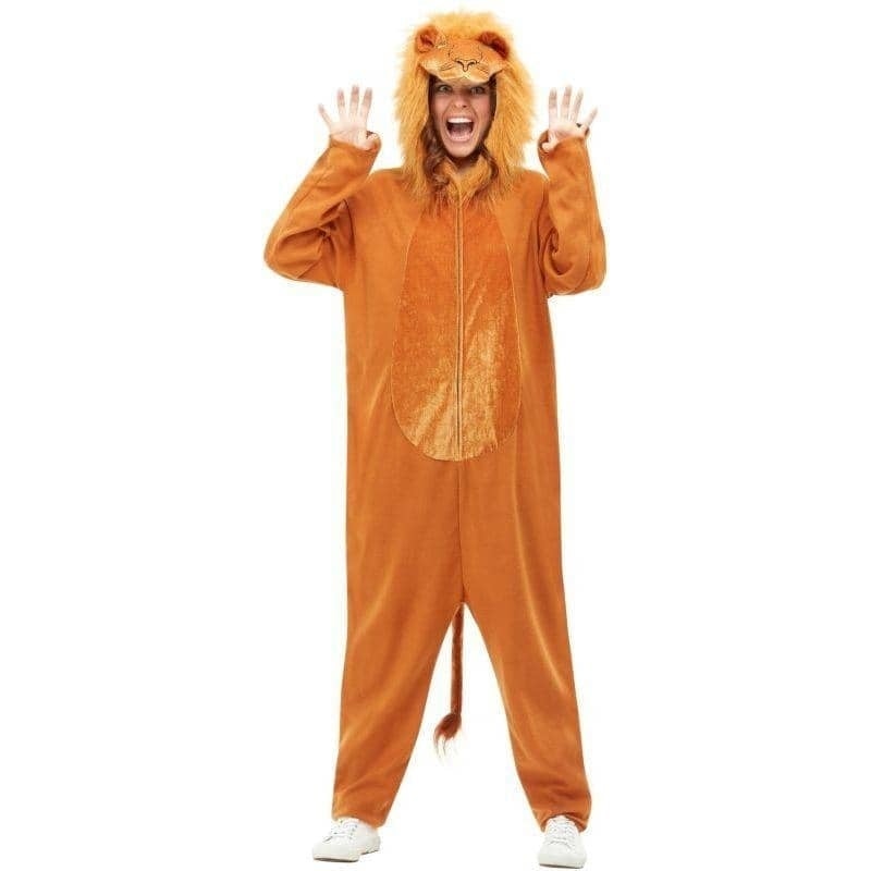 Costumes Australia Lion Costume Adult Brown Jumpsuit_1