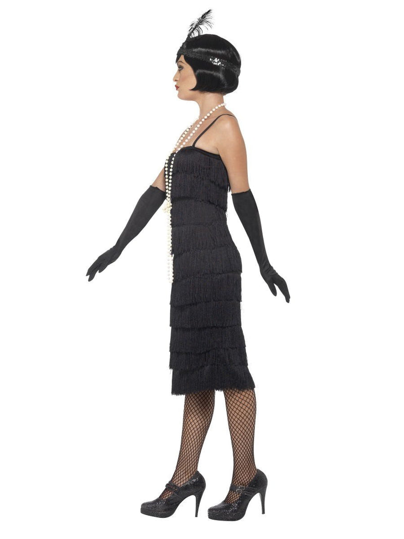 Costumes Australia Long Black Flapper Costume Adult Dress Gloves Headband_3