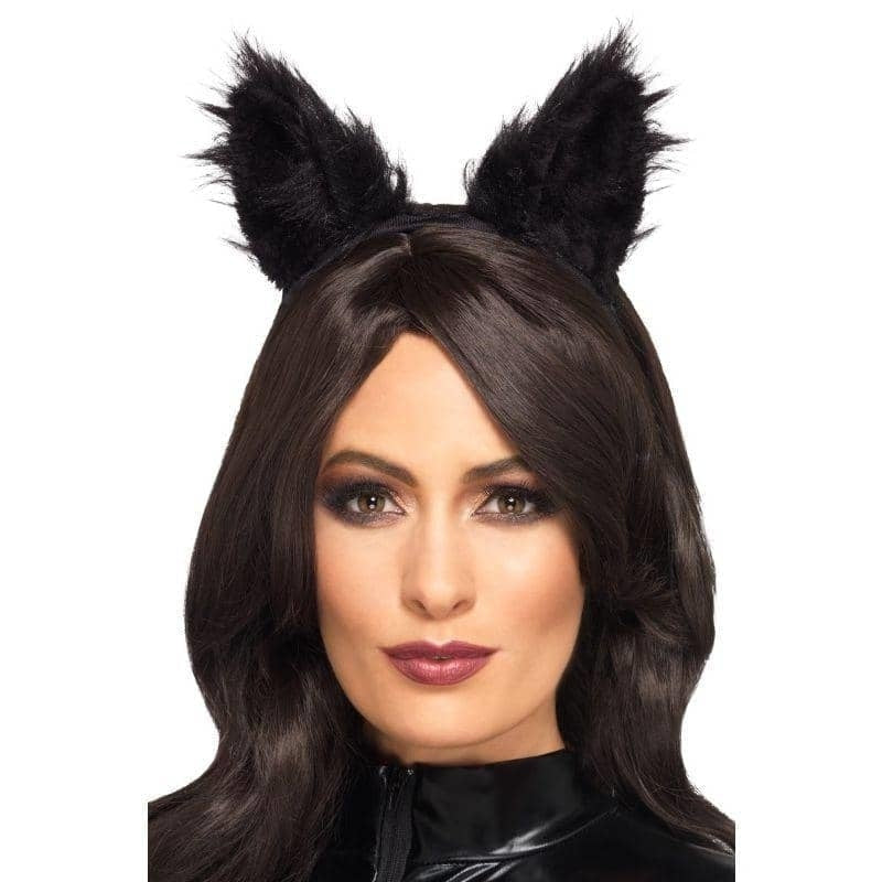 Costumes Australia Long Pile Fur Cat Ears Adult Black Costume Accessory_1