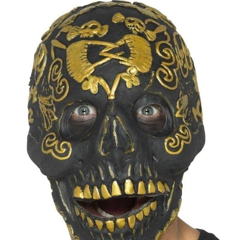 Costumes Australia Masquerade Skull Halloween Mask Gold_1