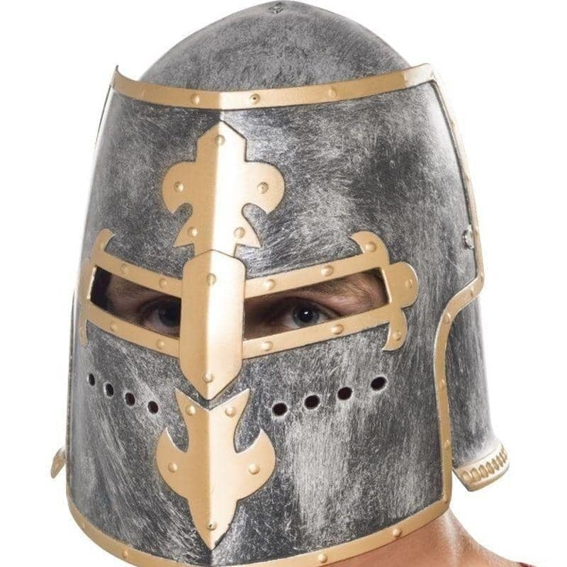 Costumes Australia Medieval Crusader Helmet Adult Silver Moveable Face Shield_1