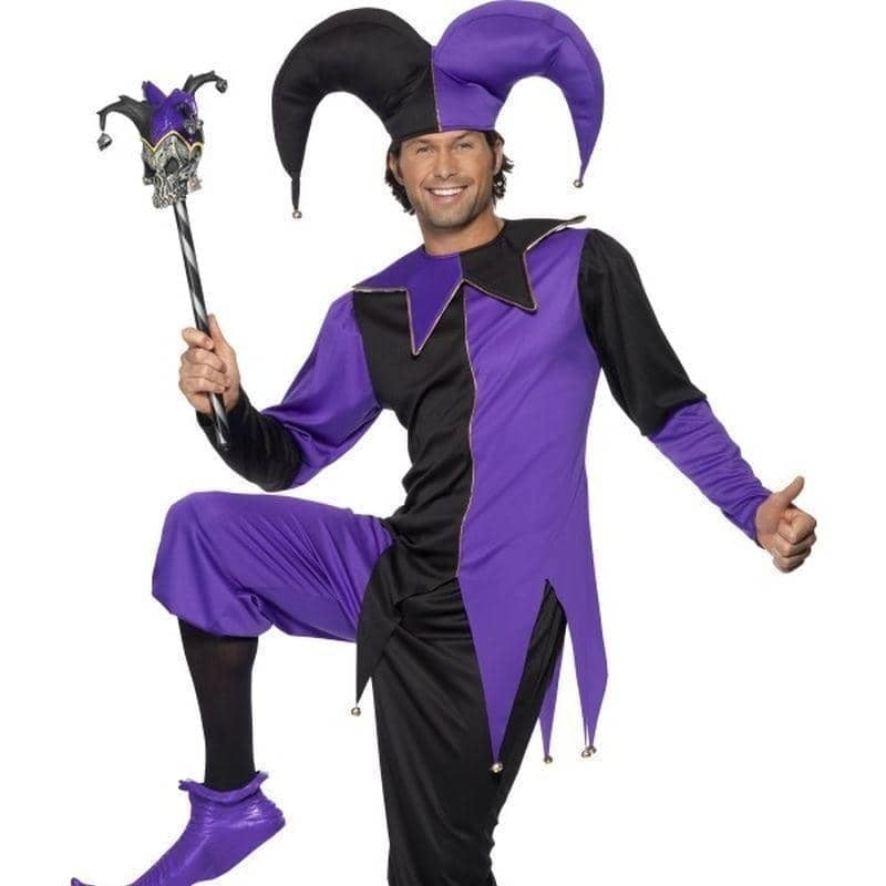 Costumes Australia Medieval Jester Costume Adult Purple Black_1