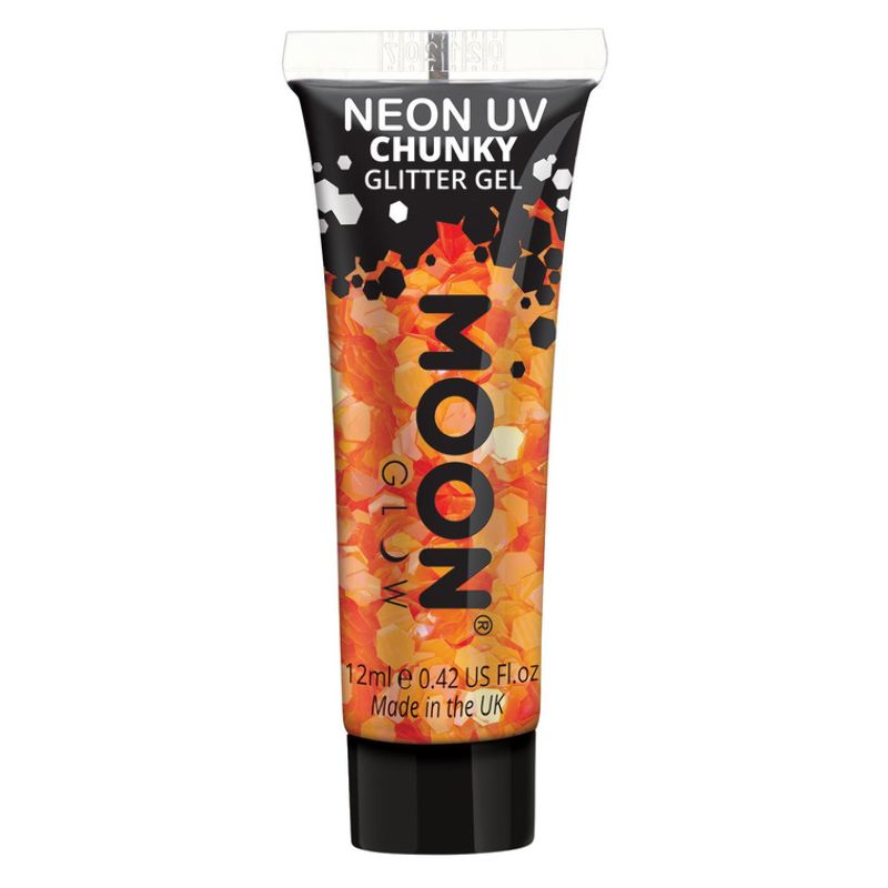 Costumes Australia Moon Glow - Neon UV Chunky Glitter Gel Orange Costume Make Up_1