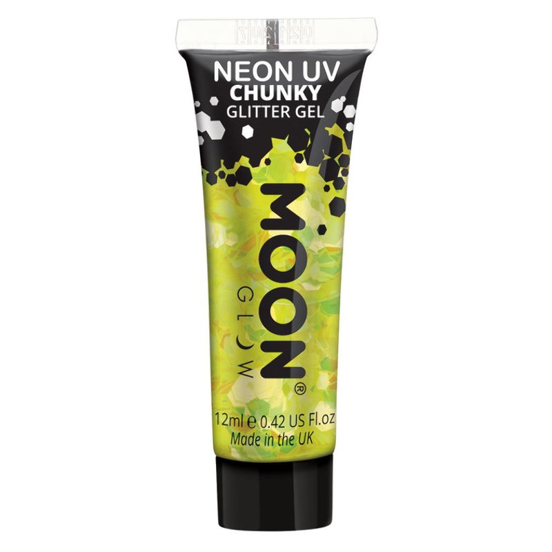 Costumes Australia Moon Glow - Neon UV Chunky Glitter Gel Yellow Costume Make Up_1