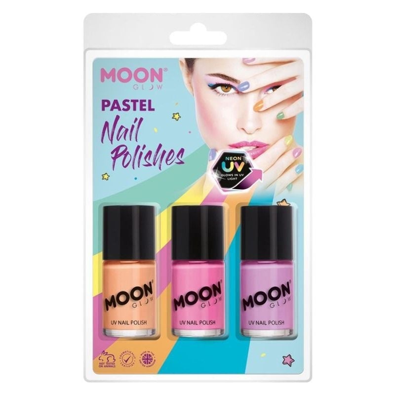 Costumes Australia Moon Glow Pastel Neon UV Nail Polish 3 Colour Pack Costume Make Up_2