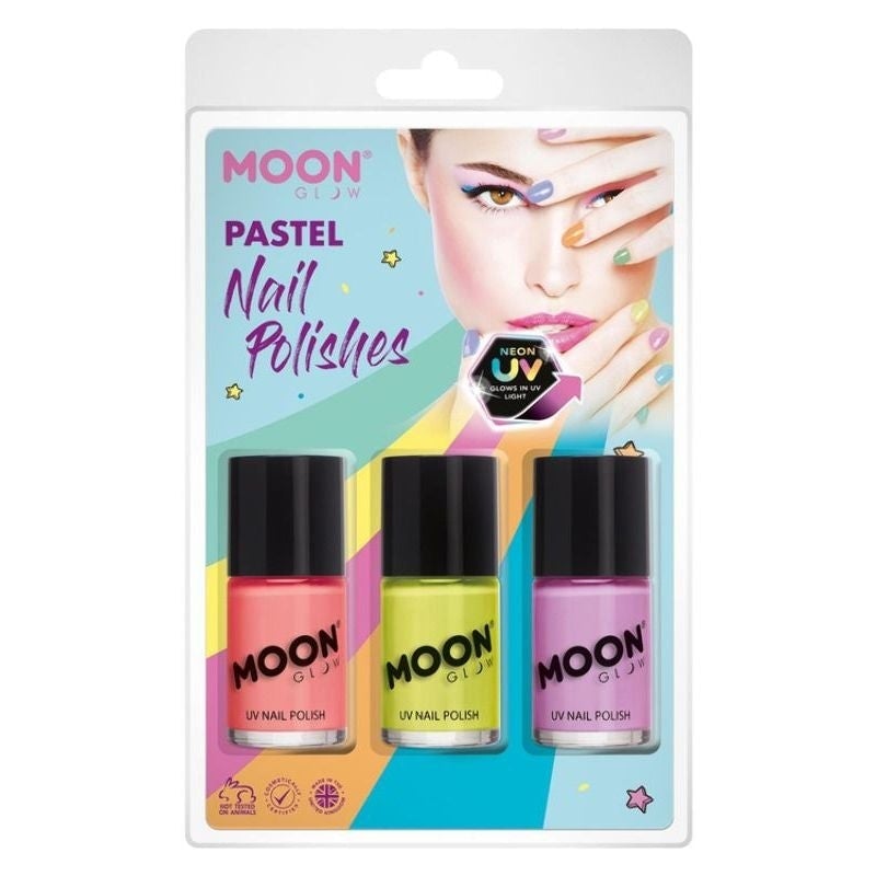 Costumes Australia Moon Glow Pastel Neon UV Nail Polish 3 Colour Pack Costume Make Up_1