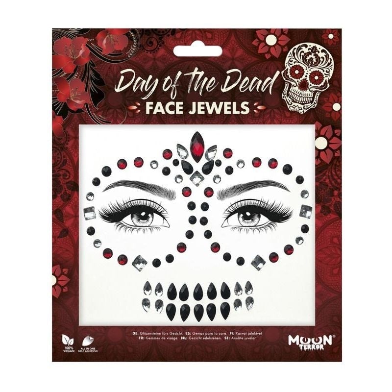 Costumes Australia Moon Terror Face Jewels Day Of The Dead Adult Red Costume Make Up_1